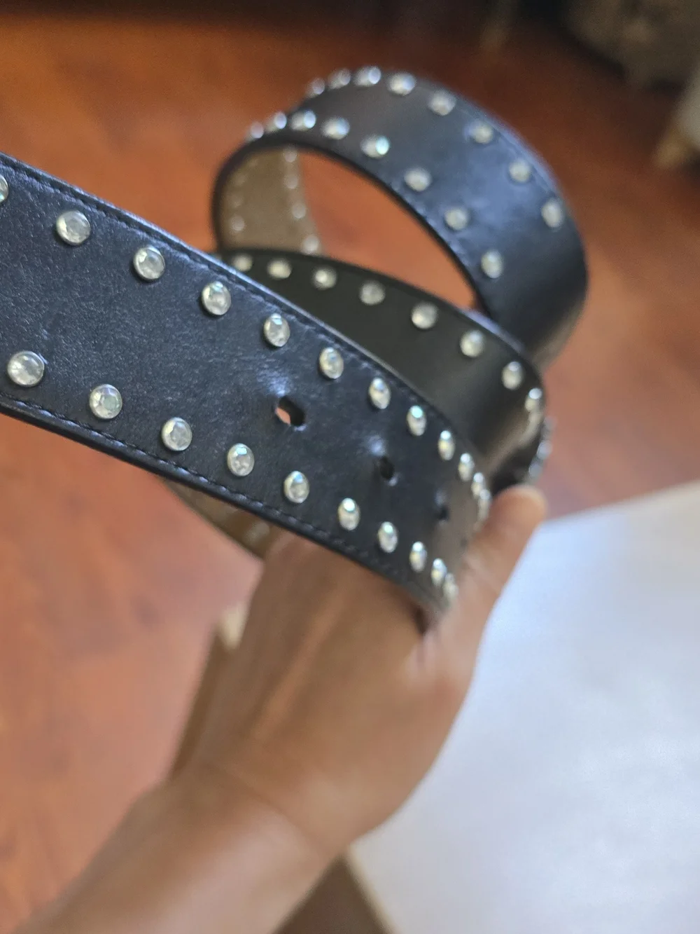 Tony Lama Size 36 Black Leather Bling Belt | Rhinestone Cross Buckle C50423 - Picture 6 of 11